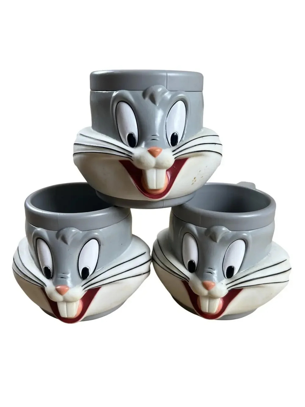 Vintage McDonalds Gray Bugs Bunny Mug Lot Of 3 Warner Bros 1992 Made In China